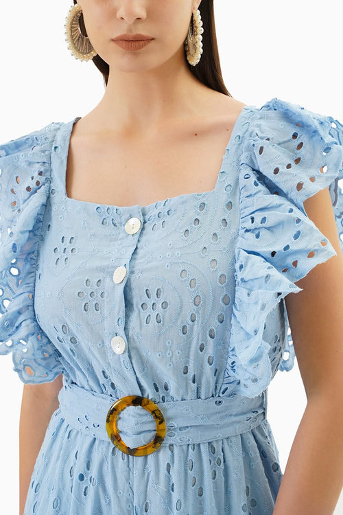 Blue Broderie Jumpsuit