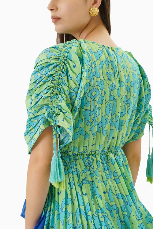 Multicolored Pleated Co-ord Set
