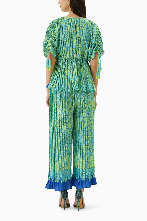 Multicolored Pleated Co-ord Set