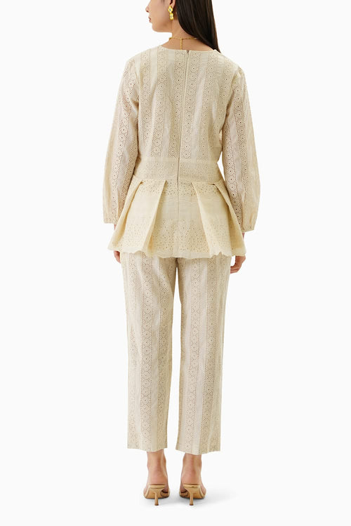 Cream Peplum Co-ord Set