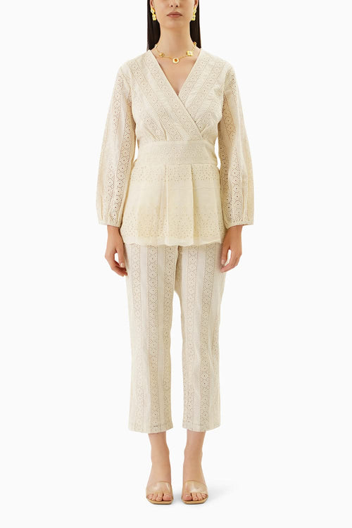 Cream Peplum Co-ord Set