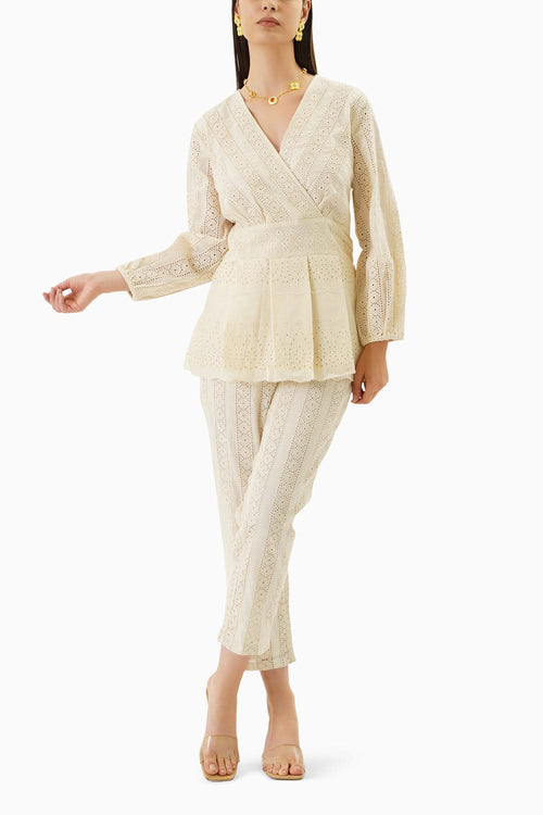 Cream Peplum Co-ord Set