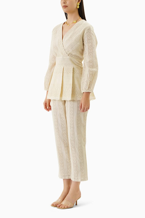 Cream Peplum Co-ord Set