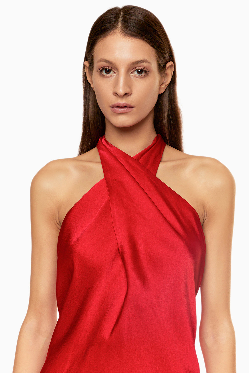 Brittany Red Satin Slip Dress