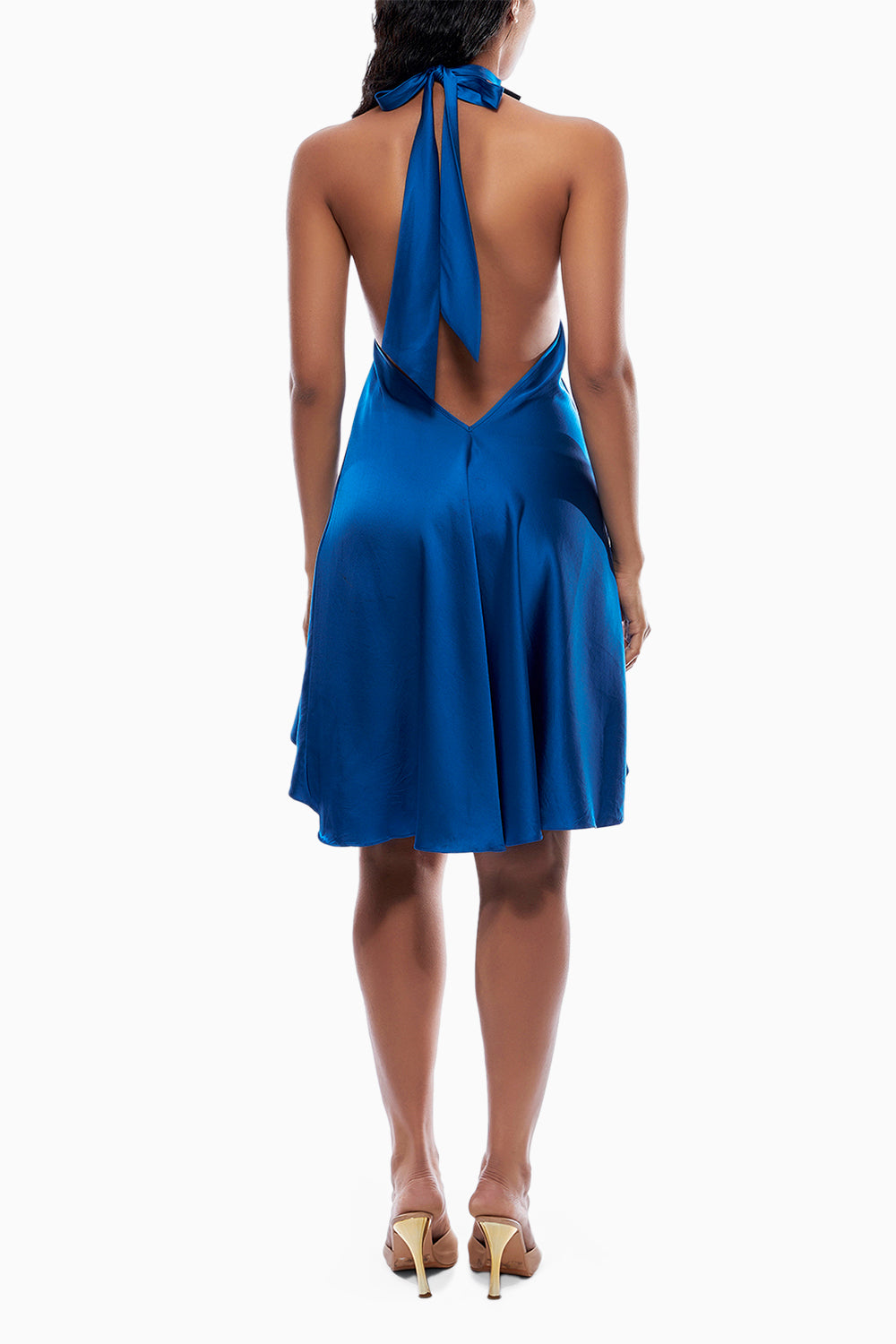 Blue Satin Slip Dress