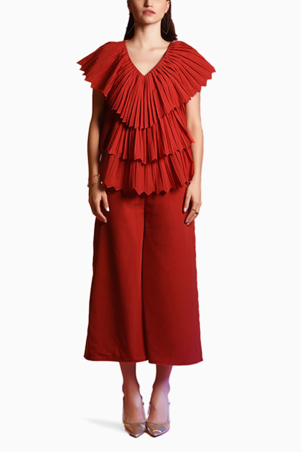 Echo Red Pleated Jumpsuit