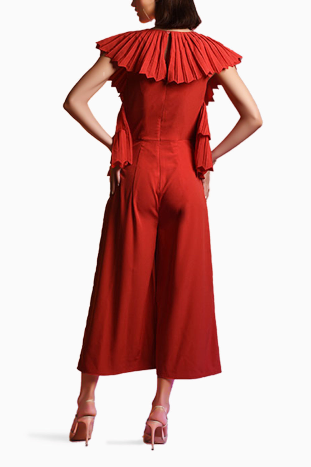 Echo Red Pleated Jumpsuit