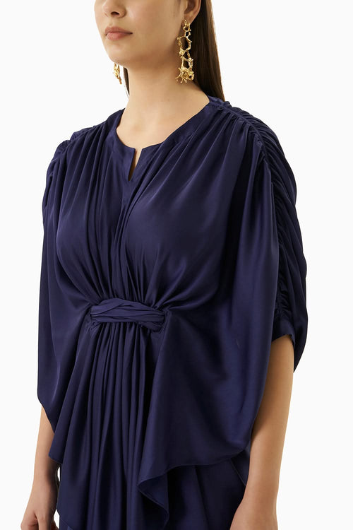 Blue Iris Draped Dress