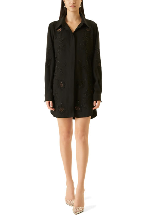 Black Shirt Dress With Japanese Beads