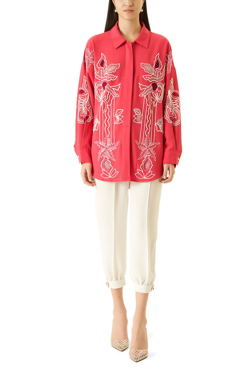 Pink Cutwork Shirt with Beads