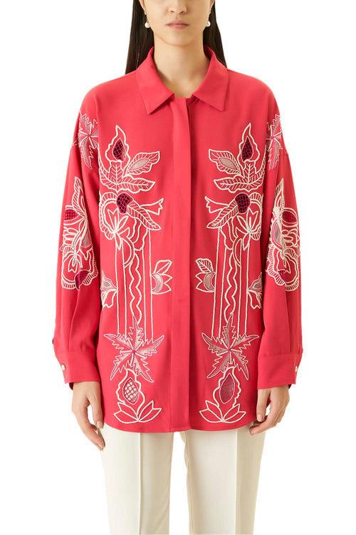 Pink Cutwork Shirt with Beads