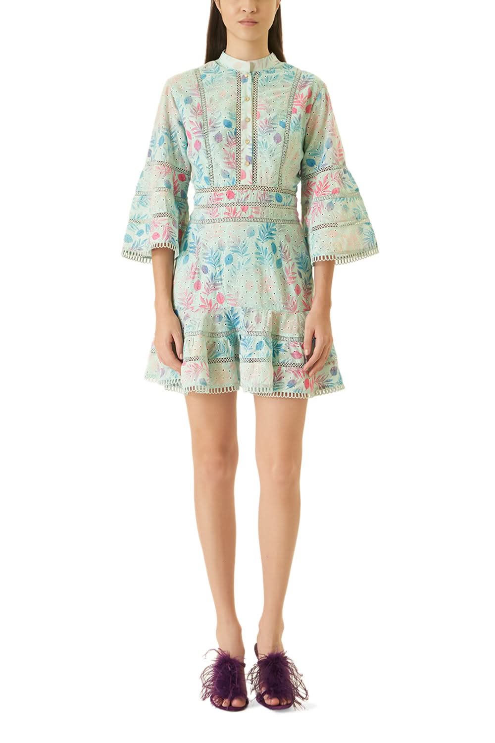 Sea Blue Schifflie Lace Short Dress1