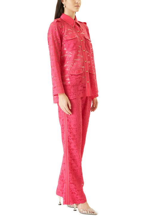 Pink Lace Pant Suit