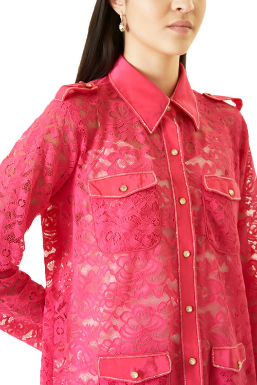 Pink Lace Pant Suit