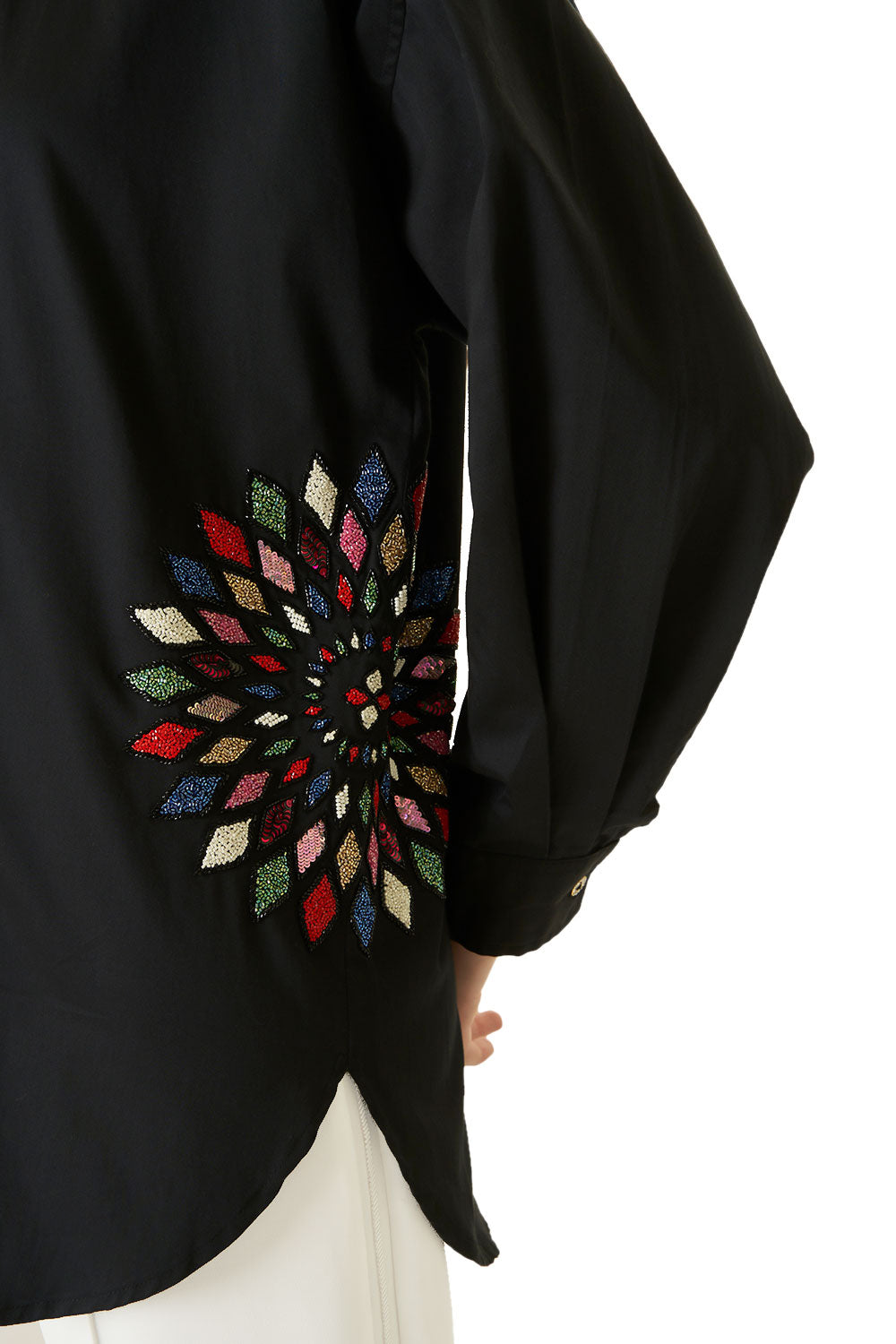 Black Shirt With Multicolour Beads