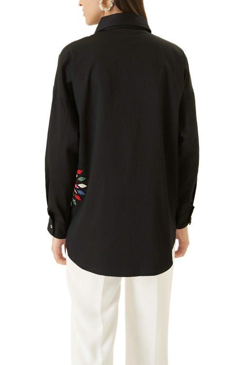 Black Shirt With Multicolour Beads