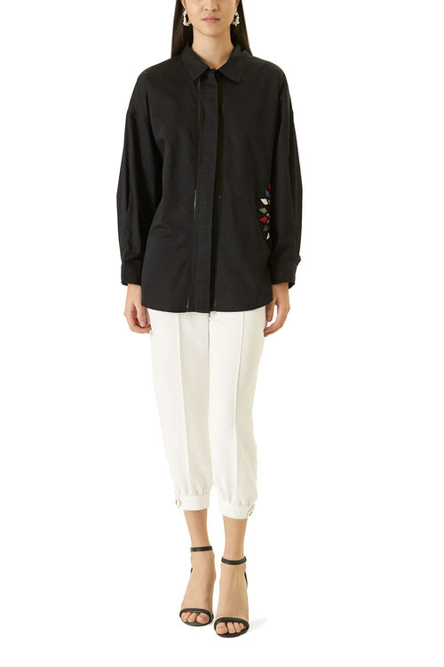 Black Shirt With Multicolour Beads
