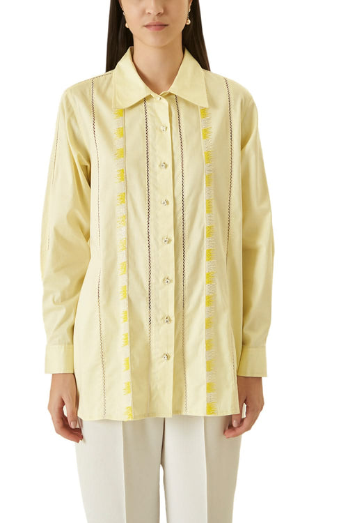 Lemon Yellow Shirt With Bead Work