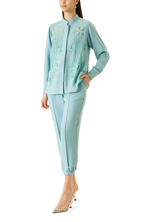 Blue Cutwork Co-ord Set With Beads