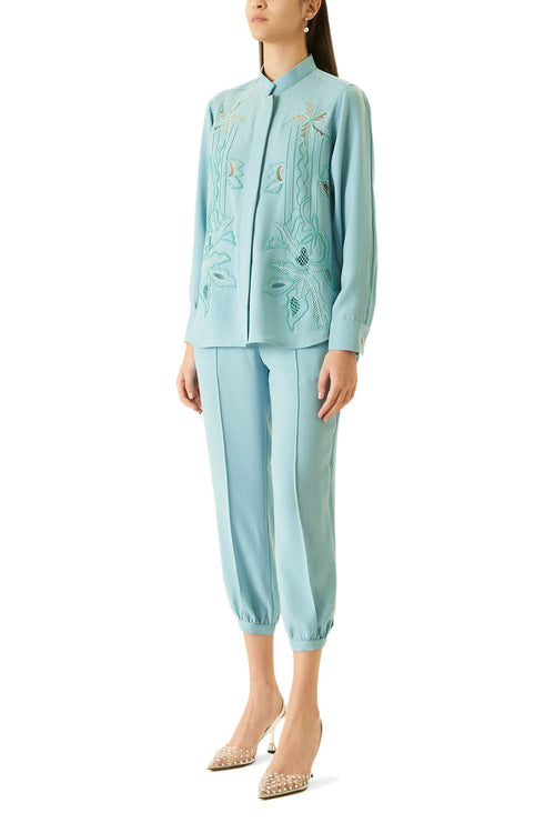 Blue Cutwork Co-ord Set With Beads