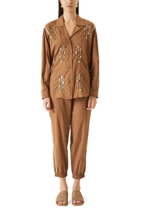 Brown Co-ord Set With Sequin Work