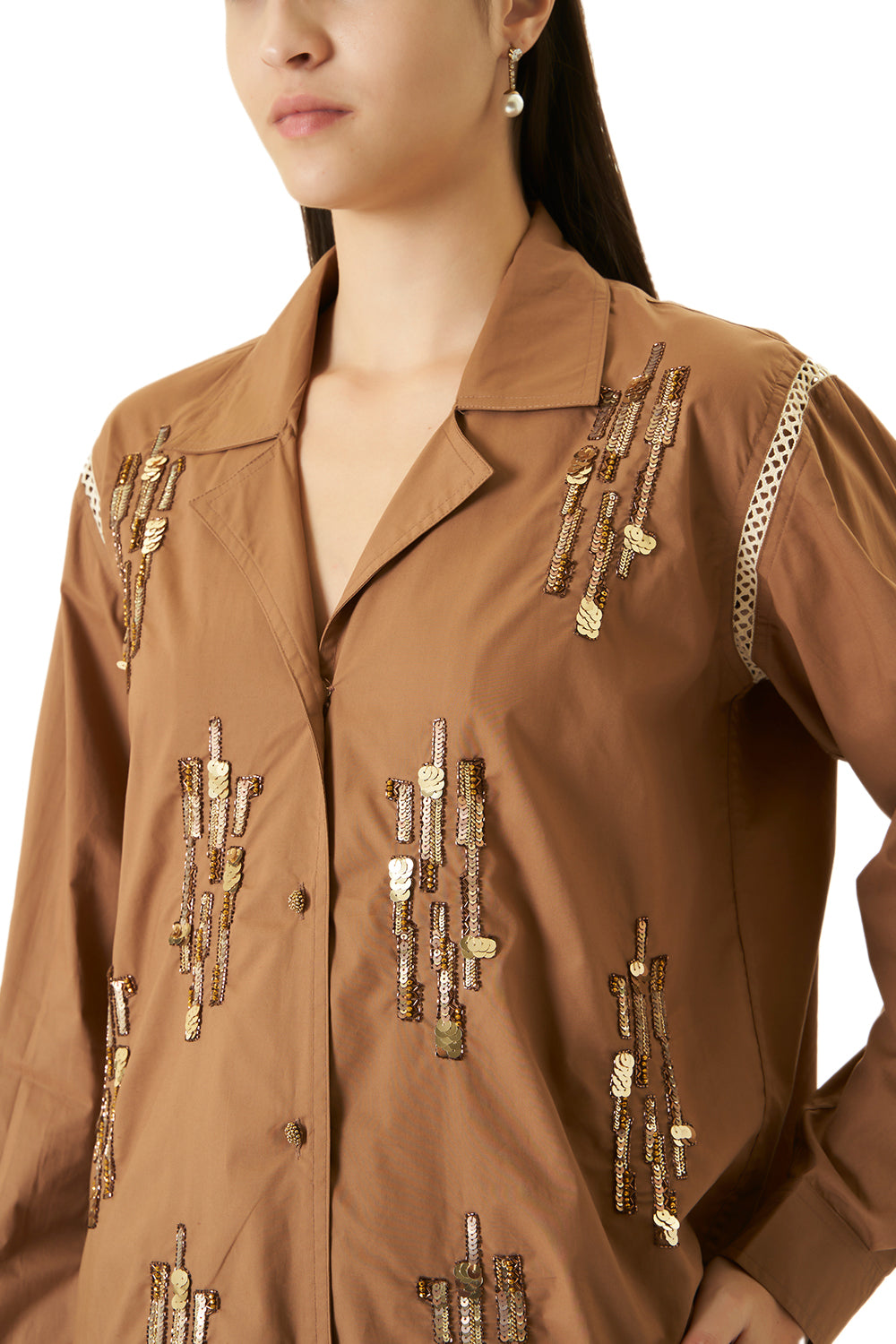 Brown Co-ord Set With Sequin Work