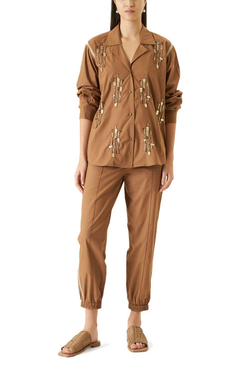 Brown Co-ord Set With Sequin Work