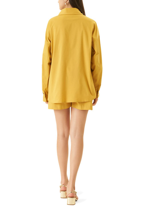 Yellow Cutwork Shirt With Shorts Co-ord Set