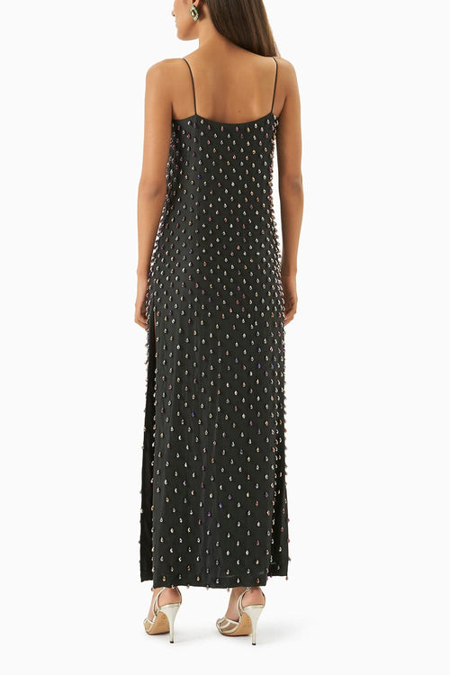 Black Strappy Dress With Crystals