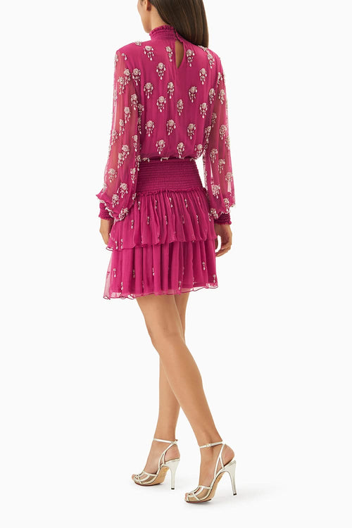 Pink Embellished High Neck Dress