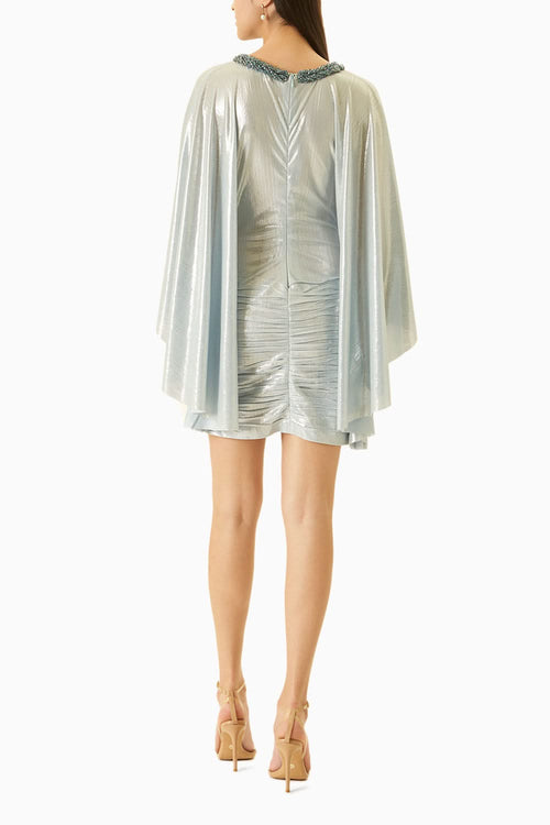 Baby Blue Metallic Liquid Jersey Dress