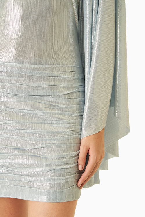 Baby Blue Metallic Liquid Jersey Dress