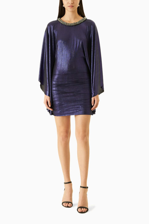 Starry Blue Metallic Liquid Jersey Dress