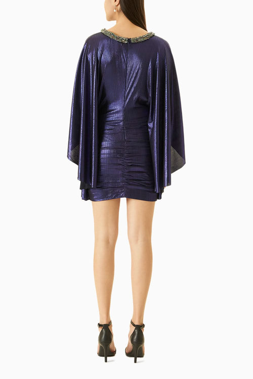 Starry Blue Metallic Liquid Jersey Dress