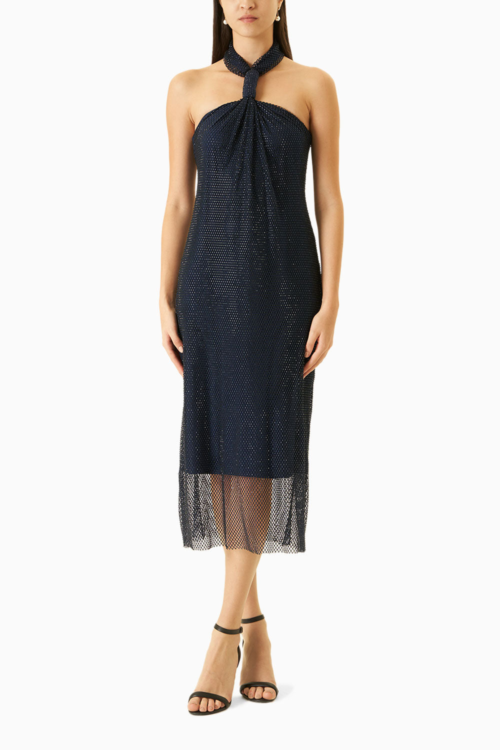 Midnight Blue Swarovski Net-Layered Dress