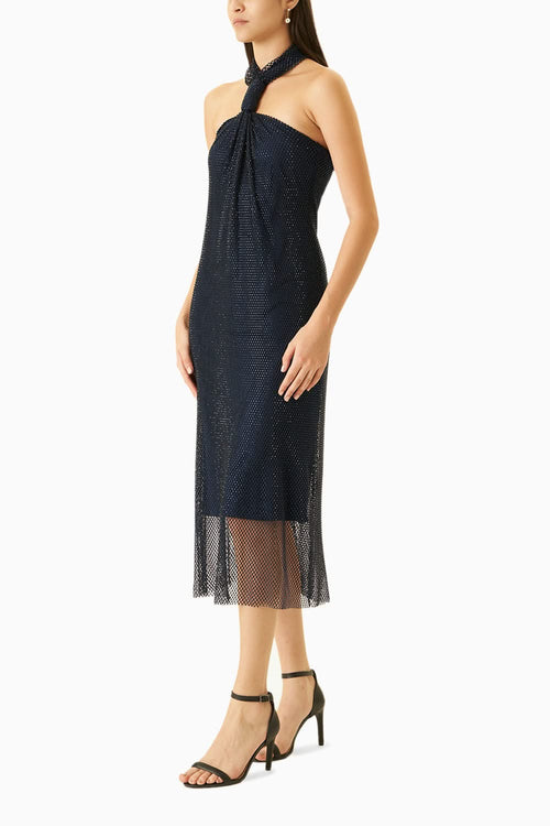 Midnight Blue Swarovski Net-Layered Dress