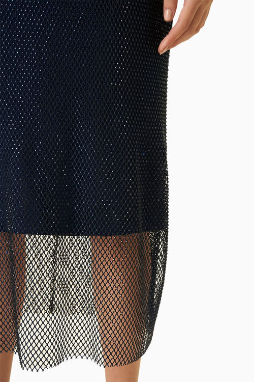 Midnight Blue Swarovski Net-Layered Dress