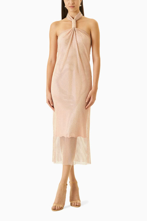 Peach Swarovski Net-Layered Dress