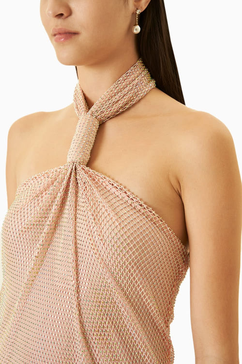 Peach Swarovski Net-Layered Dress
