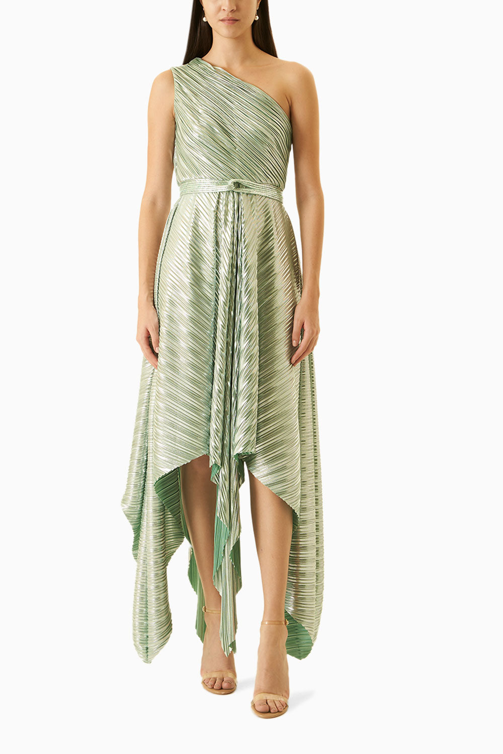 Green One-Shoulder Asymmetrical Dress