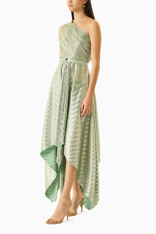 Green One-Shoulder Asymmetrical Dress