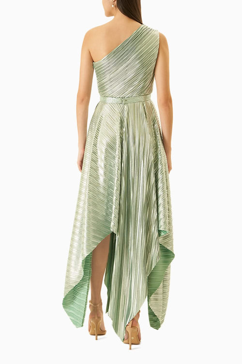 Green One-Shoulder Asymmetrical Dress