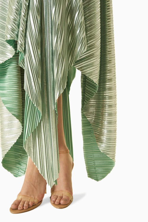 Green One-Shoulder Asymmetrical Dress