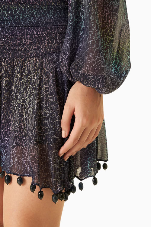 Blue Off-Shoulder Strappy Dress With Bead Embellishments
