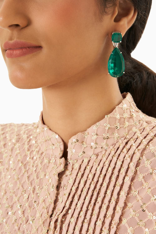 Pear Drop Emerald Earrings