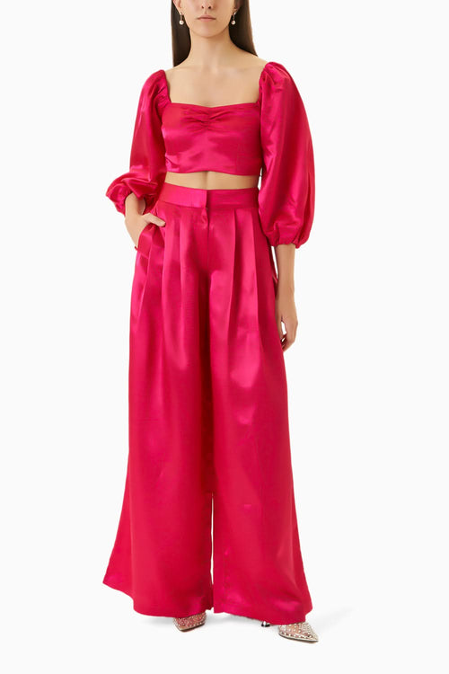 Fuchsia Pink Satin Hollie Pant