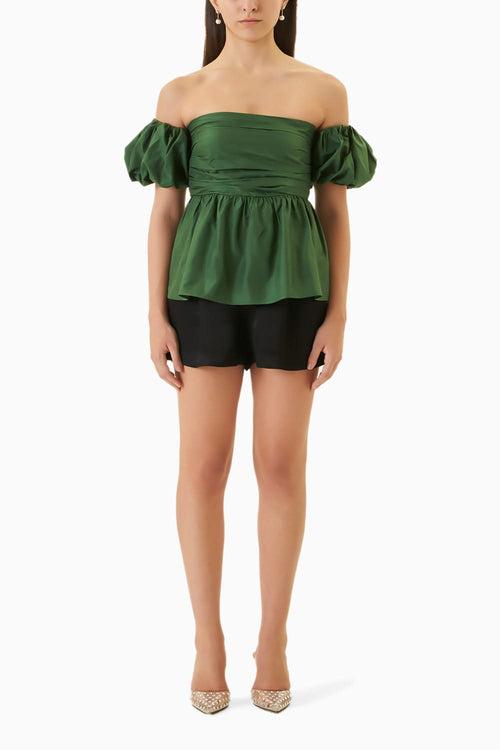 Forest Green Silk Taffeta Vico Top
