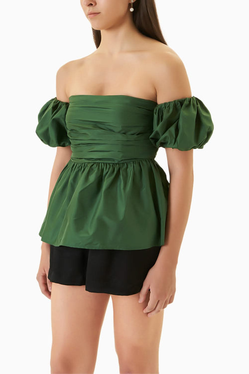 Forest Green Silk Taffeta Vico Top