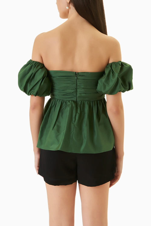 Forest Green Silk Taffeta Vico Top