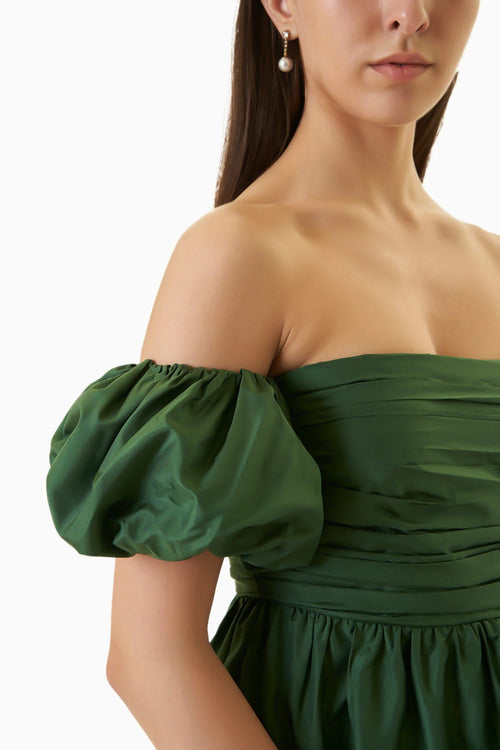 Forest Green Silk Taffeta Vico Top
